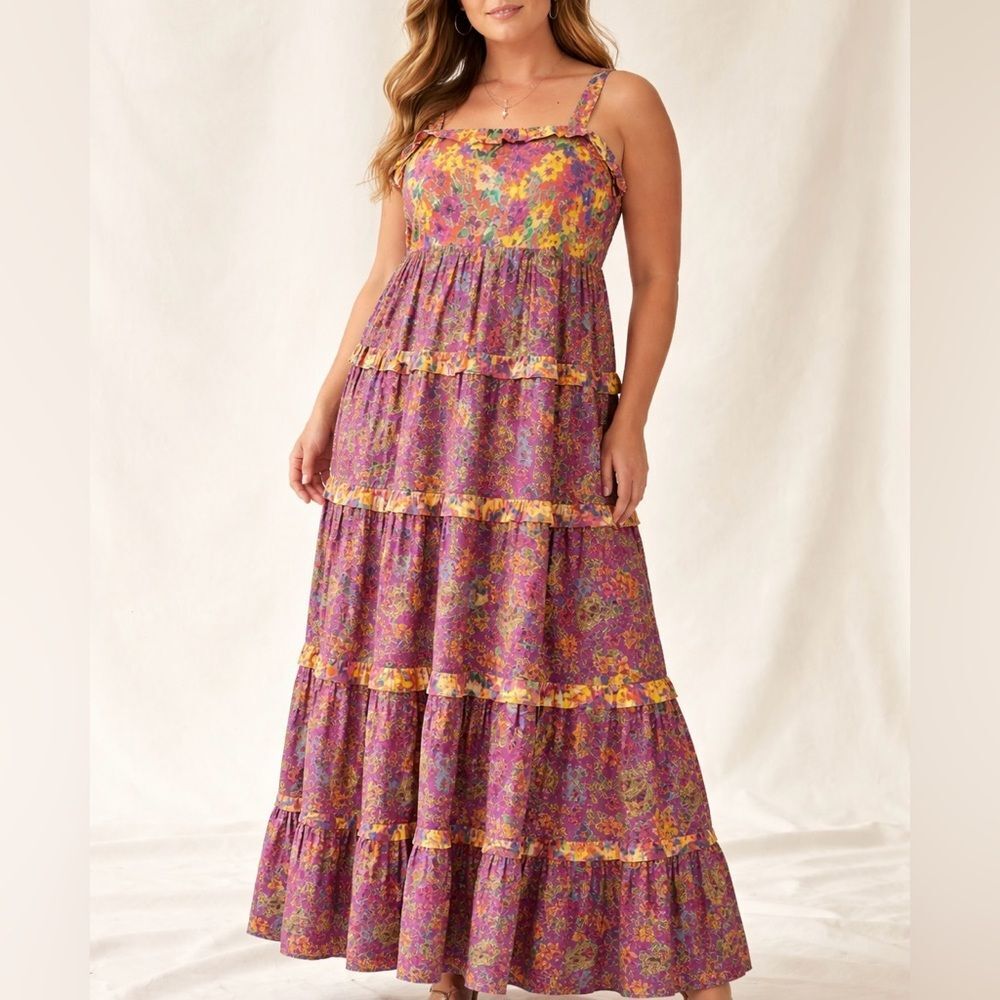 Kachel Floral Tiered Ruffle Maxi Dress